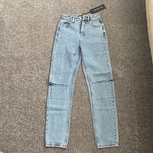 White Fox High Rise Straight Leg Denim Jeans